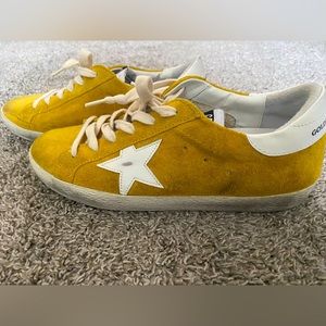 Golden Goose Mustard Suede and Whote Star Sneaker